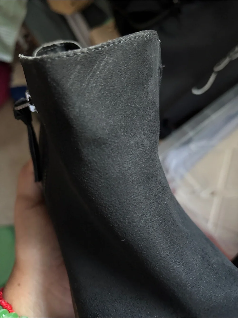 Esprit Black Suede-Look Ankle Booties